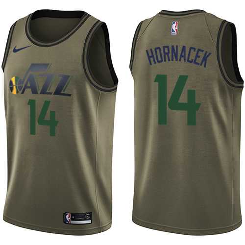 Men's Nike Utah Jazz #14 Jeff Hornacek Green Salute to Service NBA Swingman Jersey