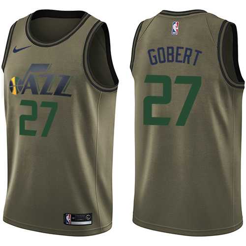 Men's Nike Utah Jazz #27 Rudy Gobert Green Salute to Service NBA Swingman Jersey