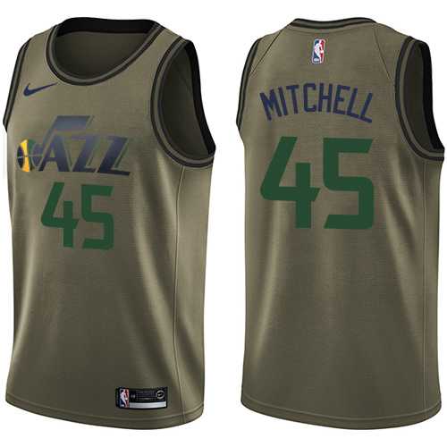Men's Nike Utah Jazz #45 Donovan Mitchell Green Salute to Service NBA Swingman Jersey