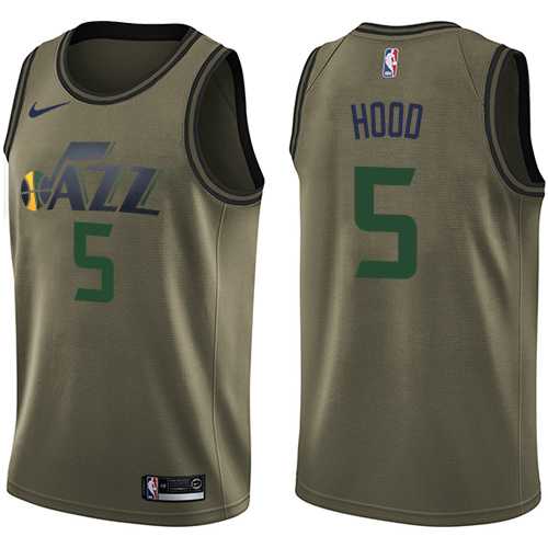 Men's Nike Utah Jazz #5 Rodney Hood Green Salute to Service NBA Swingman Jersey