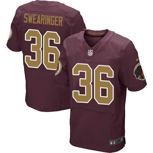 Men's Nike Washington Redskins #36 D.J. Swearinger Elite Burgundy Red Alternate 80th Anniversary NFL Jersey