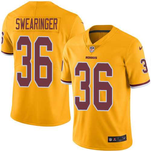 Men's Nike Washington Redskins #36 D.J. Swearinger Elite Gold Rush NFL Jersey