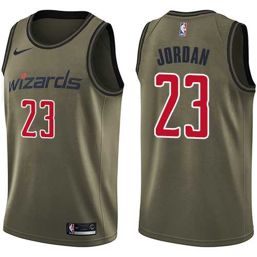 Men's Nike Washington Wizards #23 Michael Jordan Green Salute to Service NBA Swingman Jersey