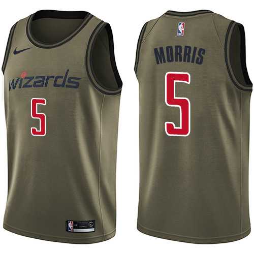 Men's Nike Washington Wizards #5 Markieff Morris Green Salute to Service NBA Swingman Jersey