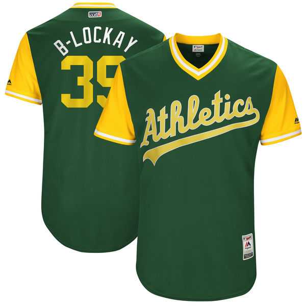 Men's Oakland Athletics #39 Blake Treinen B-Lockay Majestic Green 2017 Little League World Series Players Weekend Jersey
