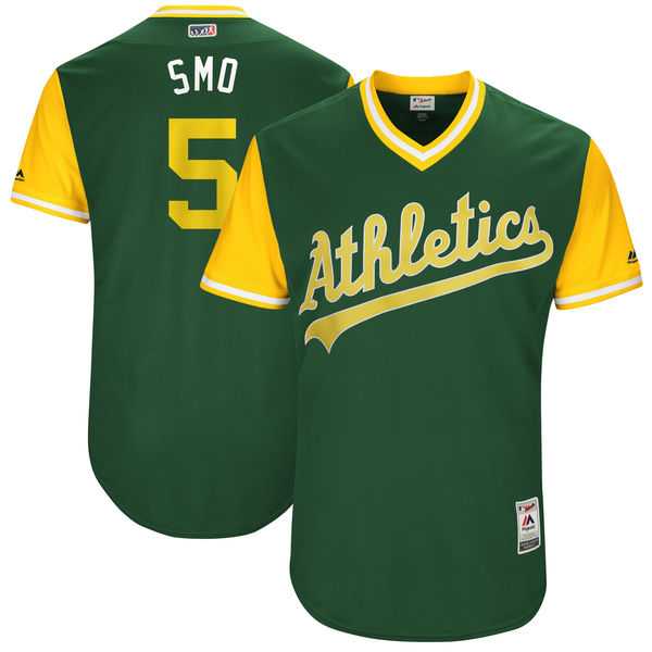 Men's Oakland Athletics #5 Jake Smolinski Smo Majestic Green 2017 Little League World Series Players Weekend Jersey Men's Oakland Athletics #5 Jake Smolinski Smo Majestic Green 2017 Little League World Series Players Weekend Jersey
