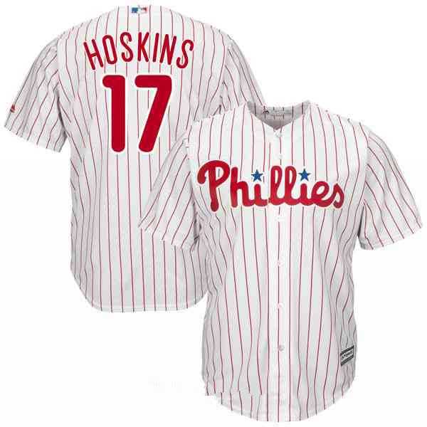 Men's Philadelphia Phillies #17 Rhys Hoskins White Home Stitched MLB Jersey