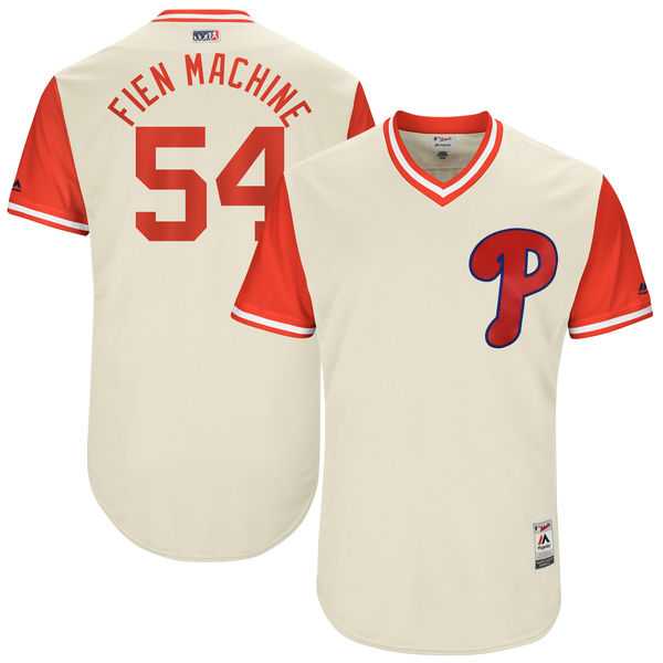 Men's Philadelphia Phillies #54 Casey Fien Fien Machine Majestic Tan 2017 Little League World Series Players Weekend Jersey Men's Philadelphia Phillies #54 Casey Fien Fien Machine Majestic Tan 2017 Little League World Series Players Weekend Jersey