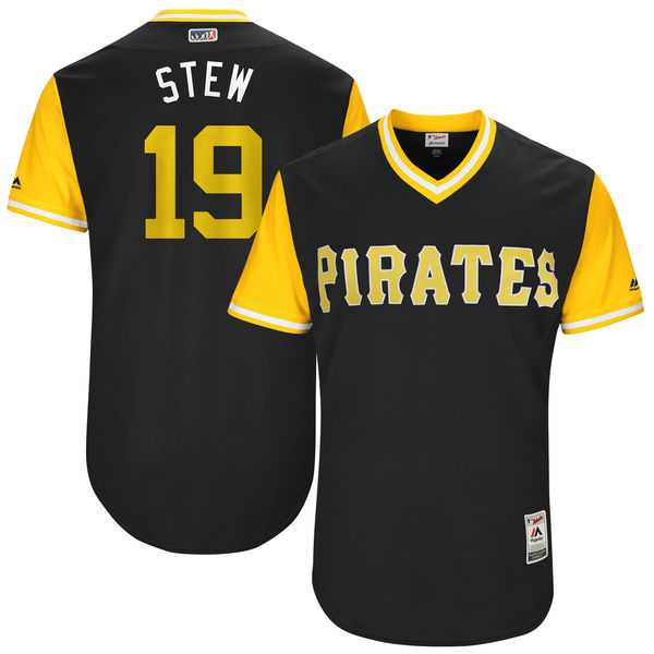 Men's Pittsburgh Pirates #19 Chris Stewart Stew Majestic Black 2017 Little League World Series Players Weekend Jersey