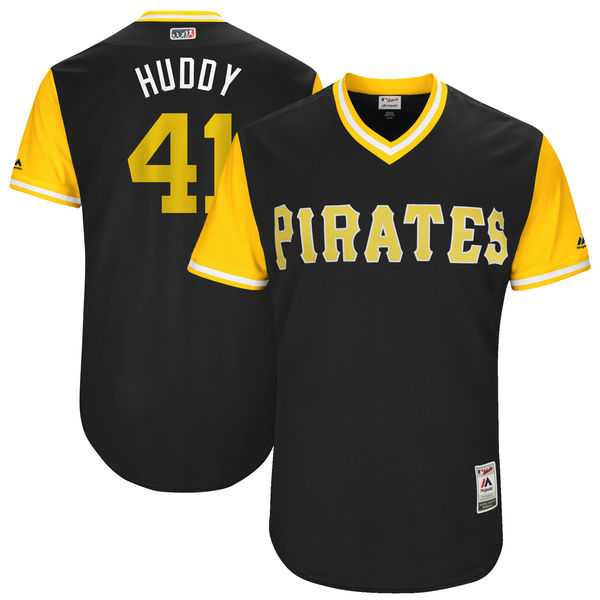 Men's Pittsburgh Pirates #41 Daniel Hudson Huddy Majestic Black 2017 Little League World Series Players Weekend Jersey