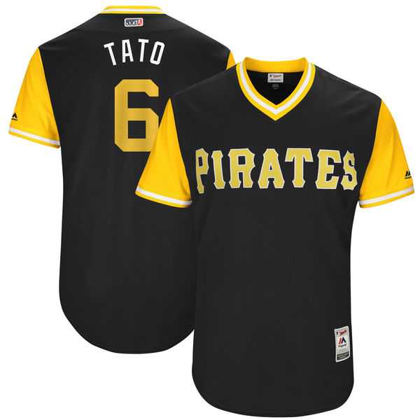 Men's Pittsburgh Pirates #6 Starling Marte Tato Majestic Black 2017 Little League World Series Players Weekend Jersey