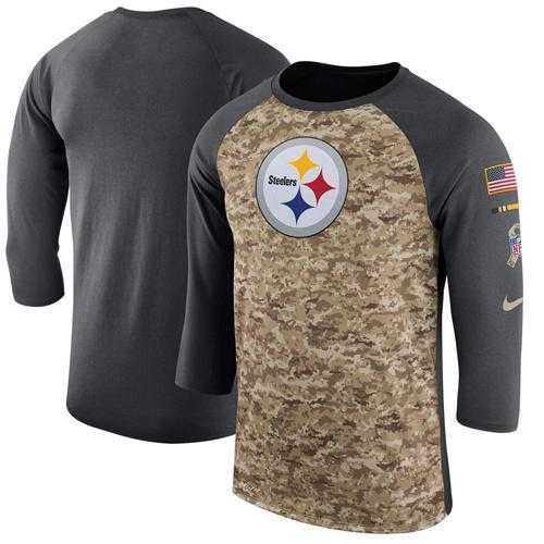 Men's Pittsburgh Steelers Nike Camo Anthracite Salute to Service Sideline Legend Performance Three-Quarter Sleeve T-Shirt