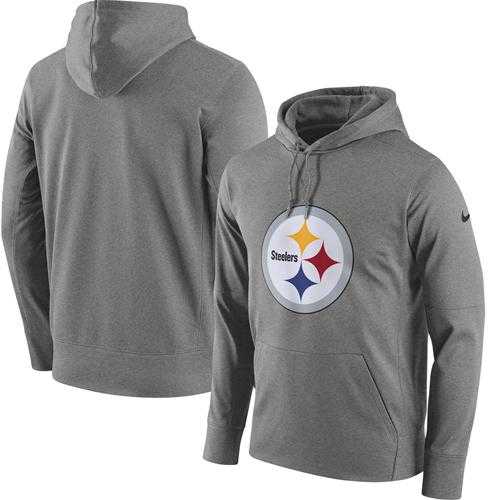 Men's Pittsburgh Steelers Nike Gray Circuit Logo Essential Performance Pullover Hoodie
