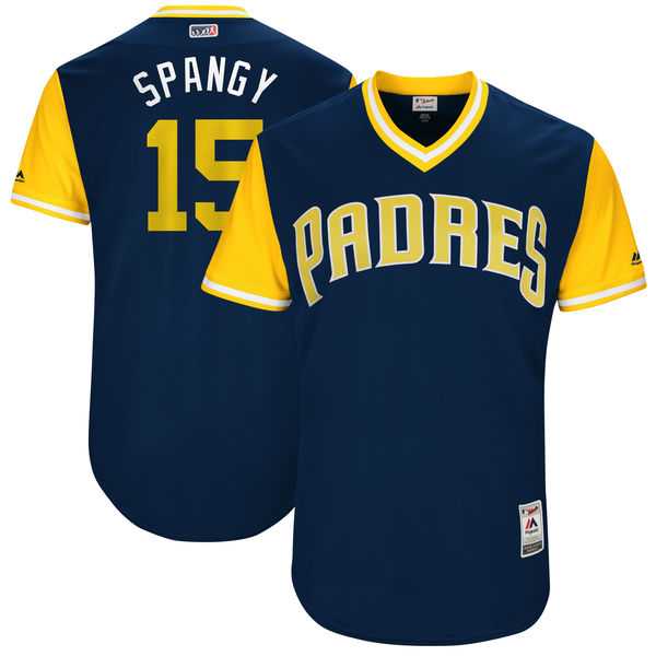 Men's San Diego Padres #15 Cory Spangenberg Spangy Majestic Navy 2017 Little League World Series Players Weekend Jersey