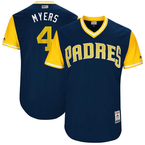 Men's San Diego Padres #4 Wil Meyers Myers Majestic Navy 2017 Little League World Series Players Weekend Jersey