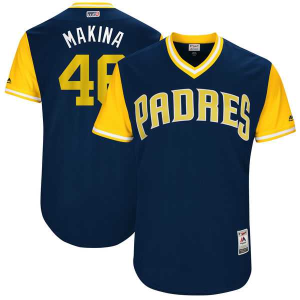 Men's San Diego Padres #46 Jhoulys Chacin Makina Majestic Navy 2017 Little League World Series Players Weekend Jersey