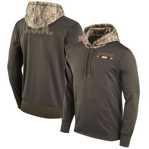 Men's San Francisco 49ers Nike Olive Salute to Service Sideline Therma Pullover Hoodie