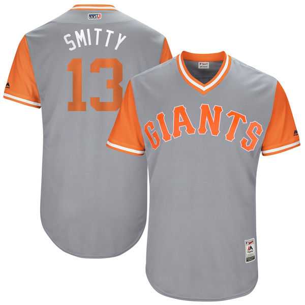 Men's San Francisco Giants #13 Will Smith Smitty Majestic Gray 2017 Little League World Series Players Weekend Jersey