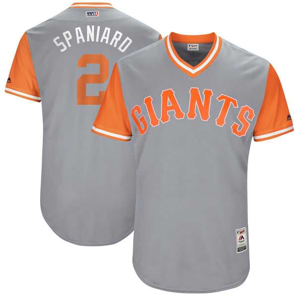 Men's San Francisco Giants #2 Denard Span Spaniard Majestic Gray 2017 Little League World Series Players Weekend Jersey Men's San Francisco Giants #2 Denard Span Spaniard Majestic Gray 2017 Little League World Series Players Weekend Jersey