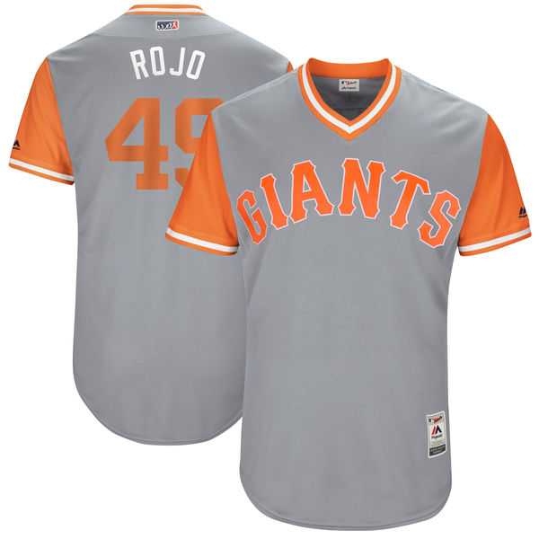 Men's San Francisco Giants #49 Sam Dyson Rojo Majestic Gray 2017 Little League World Series Players Weekend Jersey Men's San Francisco Giants #49 Sam Dyson Rojo Majestic Gray 2017 Little League World Series Players Weekend Jersey