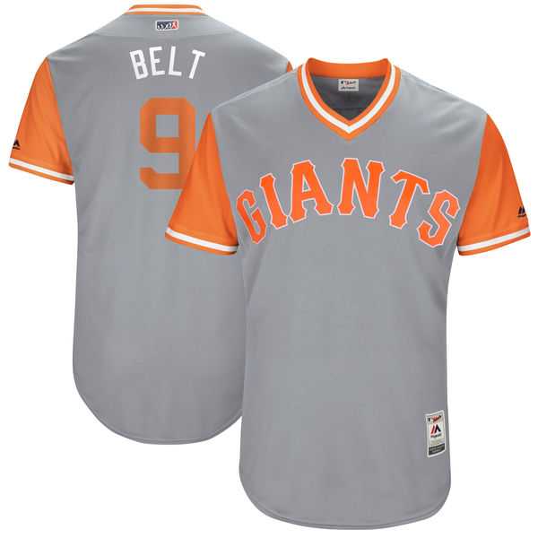 Men's San Francisco Giants #9 Brandon Belt Belt Majestic Gray 2017 Little League World Series Players Weekend Jersey Men's San Francisco Giants #9 Brandon Belt Belt Majestic Gray 2017 Little League World Series Players Weekend Jersey