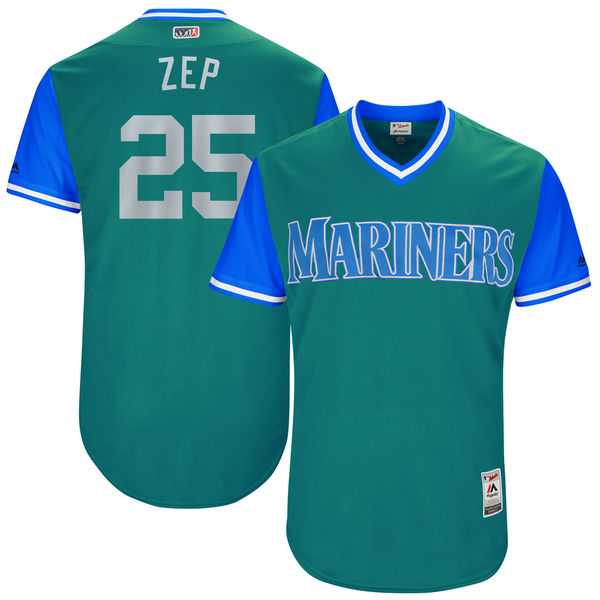 Men's Seattle Mariners #25 Marc Rzepczynski Zep Majestic Aqua 2017 Little League World Series Players Weekend Jersey