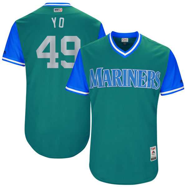 Men's Seattle Mariners #49 Yovani Gallardo Yo Majestic Aqua 2017 Little League World Series Players Weekend Jersey