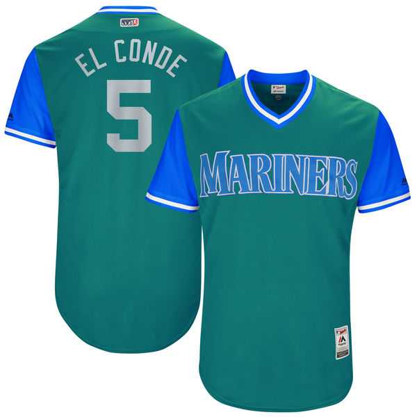 Men's Seattle Mariners #5 Guillermo Heredia El Conde Majestic Aqua 2017 Little League World Series Players Weekend Jersey