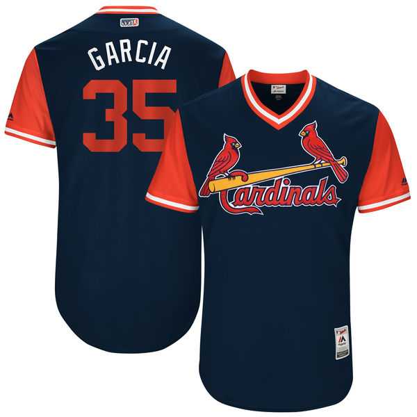 Men's St. Louis Cardinals #35 Greg Garcia Garcia Majestic Navy 2017 Little League World Series Players Weekend Jersey