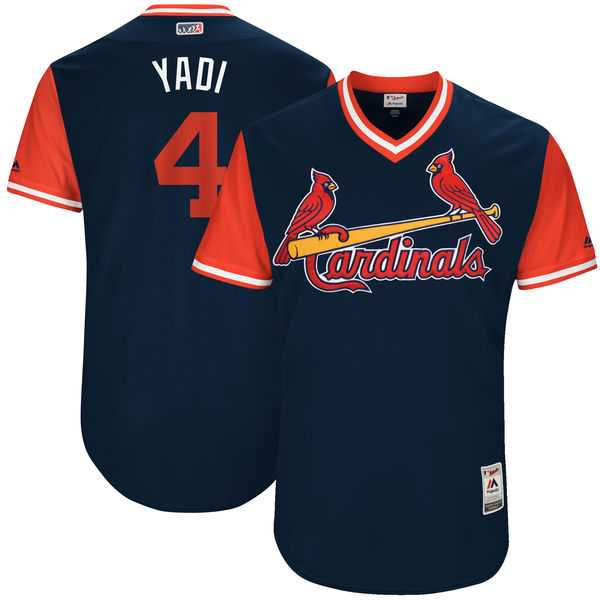 Men's St. Louis Cardinals #4 Yadier Molina Yadi Majestic Navy 2017 Little League World Series Players Weekend Jersey
