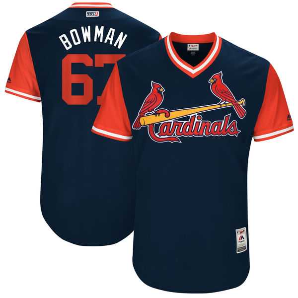 Men's St. Louis Cardinals #67 Matt Bowman Bowman Majestic Navy 2017 Little League World Series Players Weekend Jersey