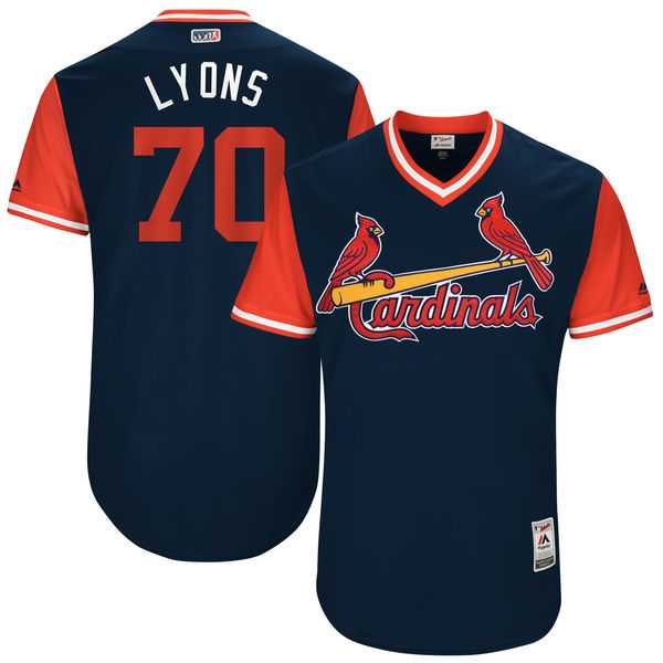 Men's St. Louis Cardinals #70 Tyler Lyons Lyons Majestic Navy 2017 Little League World Series Players Weekend Jersey