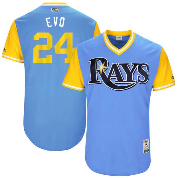 Men's Tampa Bay Rays #24 Nathan Eovaldi Evo Majestic Light Blue 2017 Little League World Series Players Weekend Jersey