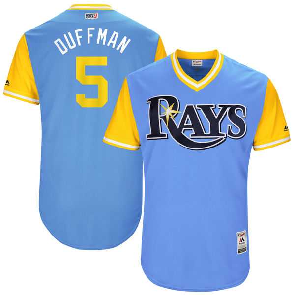 Men's Tampa Bay Rays #5 Matt Duffy Duffman Majestic Light Blue 2017 Little League World Series Players Weekend Jersey