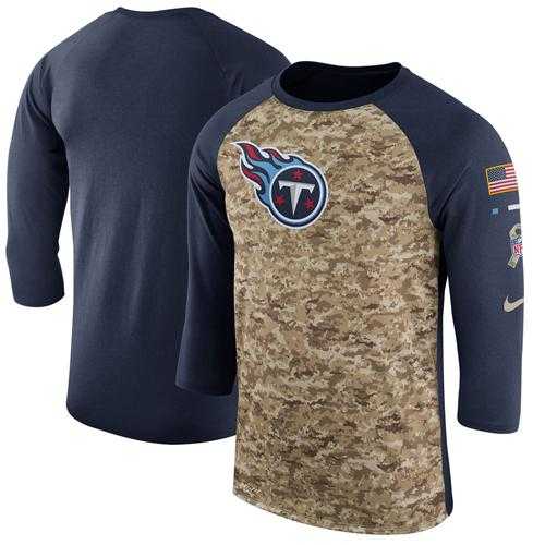 Men's Tennessee Titans Nike Camo Navy Salute to Service Sideline Legend Performance Three-Quarter Sleeve T-Shirt