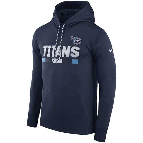 Men's Tennessee Titans Nike Navy Sideline ThermaFit Performance PO Hoodie