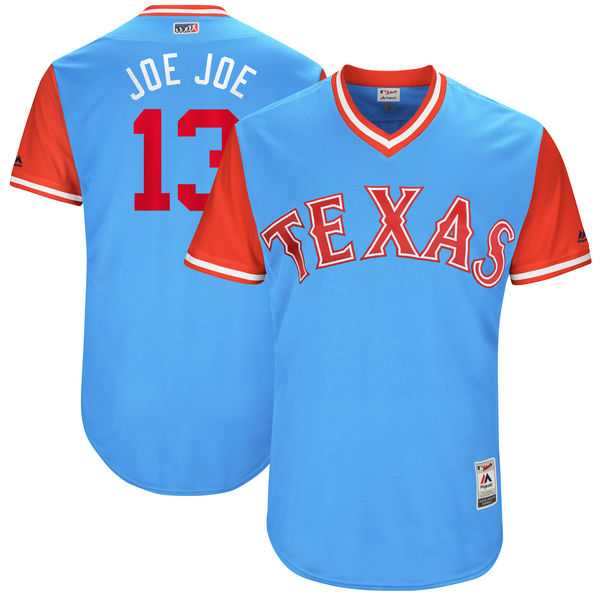 Men's Texas Rangers #13 Joey Gallo Joe Joe Majestic Light Blue 2017 Little League World Series Players Weekend Jersey