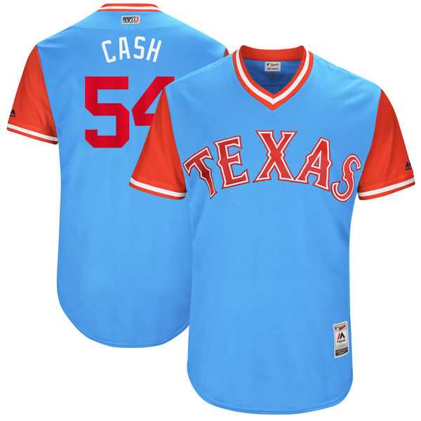 Men's Texas Rangers #54 Andrew Cashner Cash Majestic Light Blue 2017 Little League World Series Players Weekend Jersey