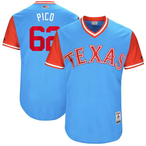 Men's Texas Rangers #62 Jose Leclerc Pico Majestic Light Blue 2017 Little League World Series Players Weekend Jersey
