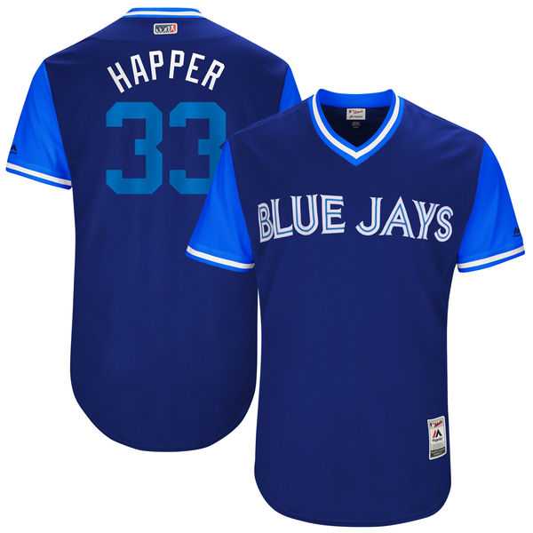 Men's Toronto Blue Jays #33 JA Happ Happer Majestic Royal 2017 Little League World Series Players Weekend Jersey