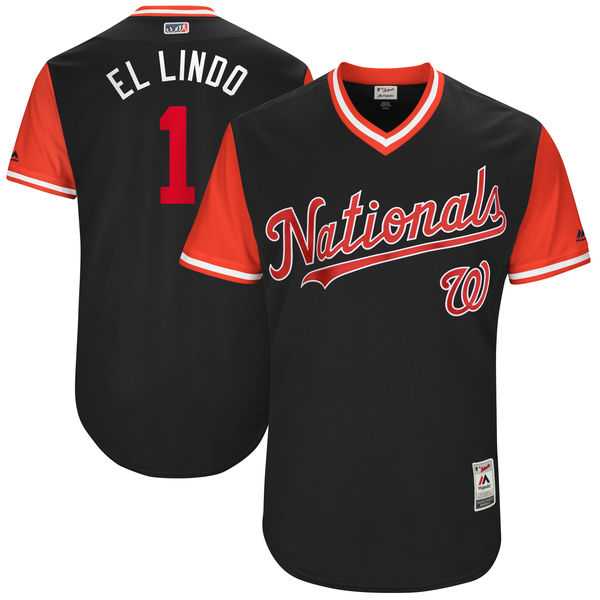 Men's Washington Nationals #1 Wilmer Difo El Lindo Majestic Navy 2017 Little League World Series Players Weekend Jersey