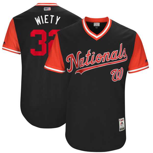Men's Washington Nationals #32 Matt Wieters Wiety Majestic Navy 2017 Little League World Series Players Weekend Jersey