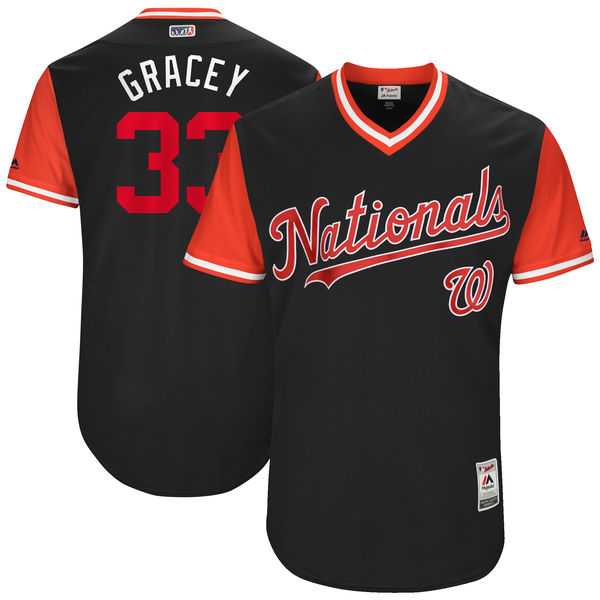 Men's Washington Nationals #33 Matt Grace Gracey Majestic Navy 2017 Little League World Series Players Weekend Jersey