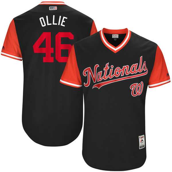 Men's Washington Nationals #46 Oliver Perez Ollie Majestic Navy 2017 Little League World Series Players Weekend Jersey
