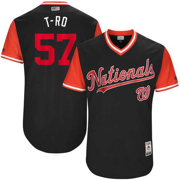 Men's Washington Nationals #57 Tanner Roark T-Ro Majestic Navy 2017 Little League World Series Players Weekend Jersey