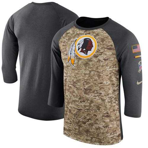 Men's Washington Redskins Nike Camo Anthracite Salute to Service Sideline Legend Performance Three-Quarter Sleeve T-Shirt