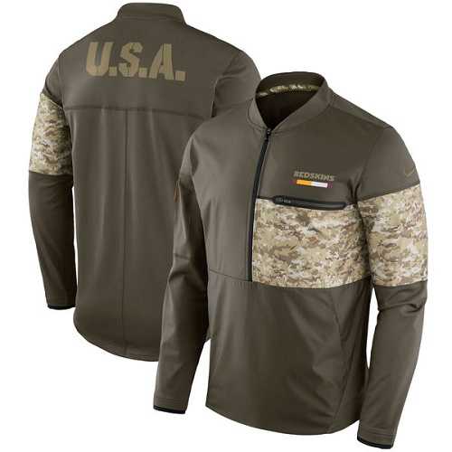 Men's Washington Redskins Nike Olive Salute to Service Sideline Hybrid Half-Zip Pullover Jacket