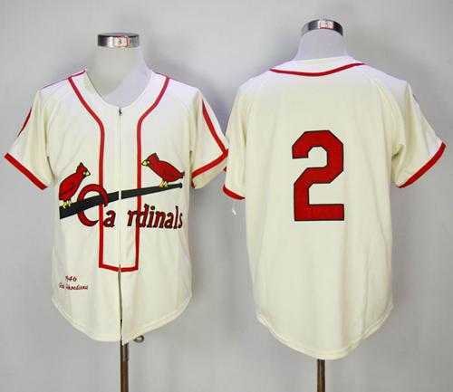 Mitchell And Ness 1946 St.Louis Cardinals #2 Red Schoendienst Cream Throwback Stitched MLB Jersey