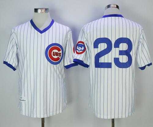 Mitchell And Ness 1987 Chicago Cubs #23 Ryne Sandberg White(Blue Strip) Throwback Stitched MLB Jersey
