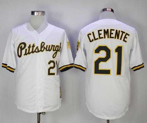 Mitchell And Ness 1990-1997 Pittsburgh Pirates #21 Roberto Clemente White Throwback Stitched MLB